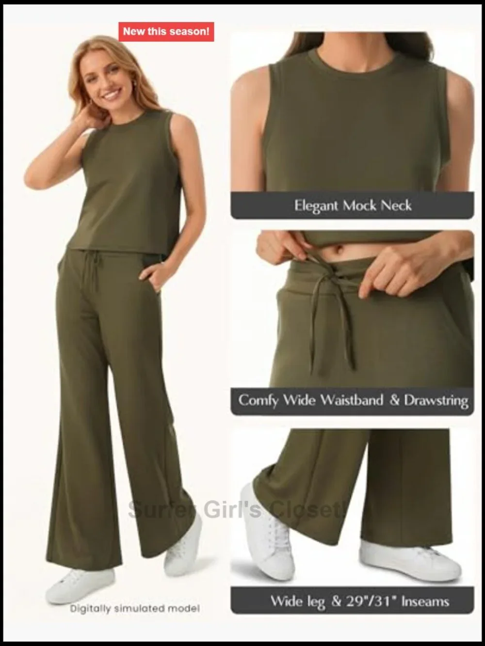 Women's 2 Piece Lounge Set - Sleeveless Crop Top & Wide Leg Pants